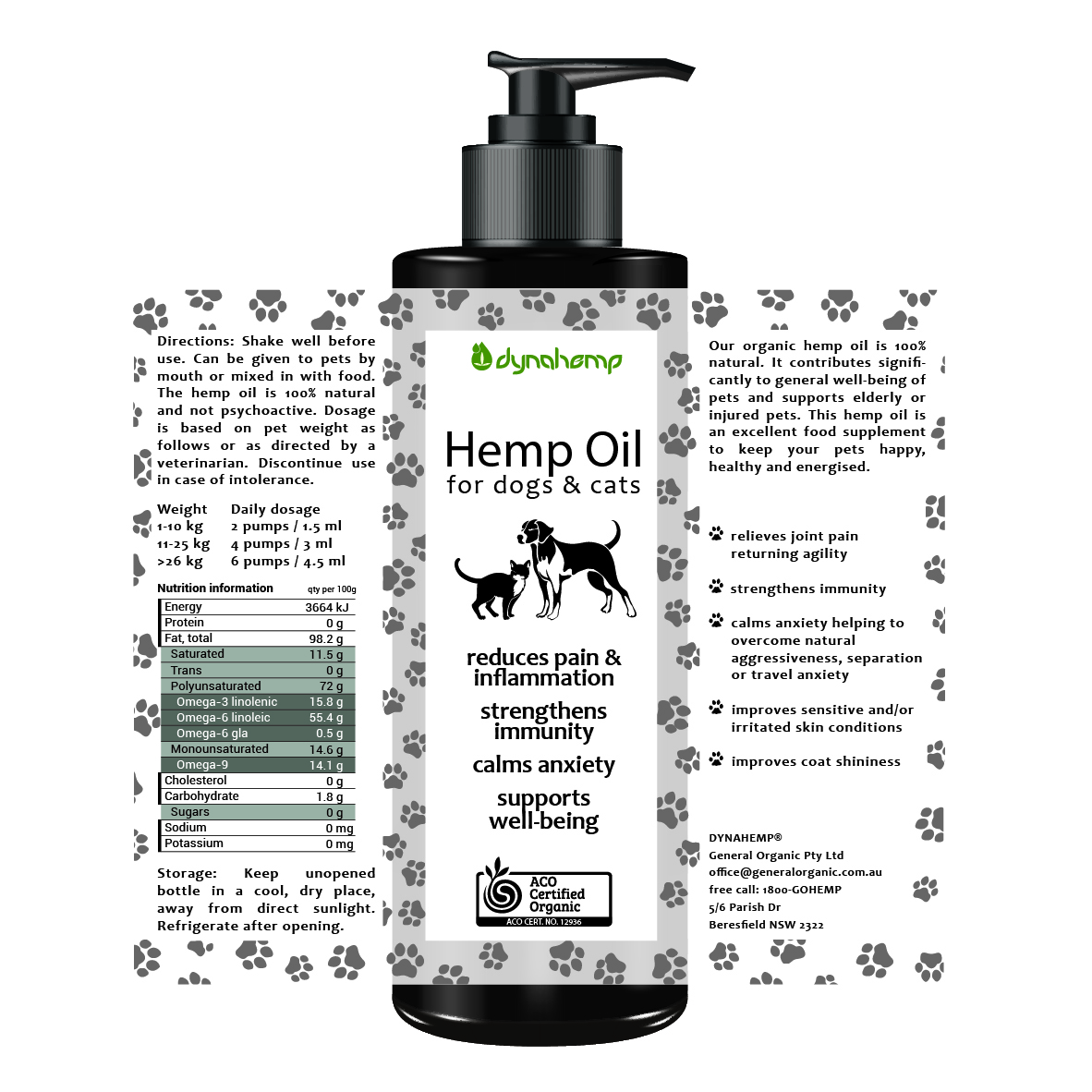 Hemp oil for dogs and cats